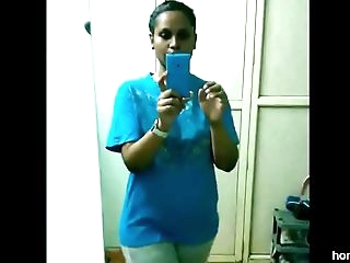 Indian College Girl Changing Her Sports Wear After Gym Homemade